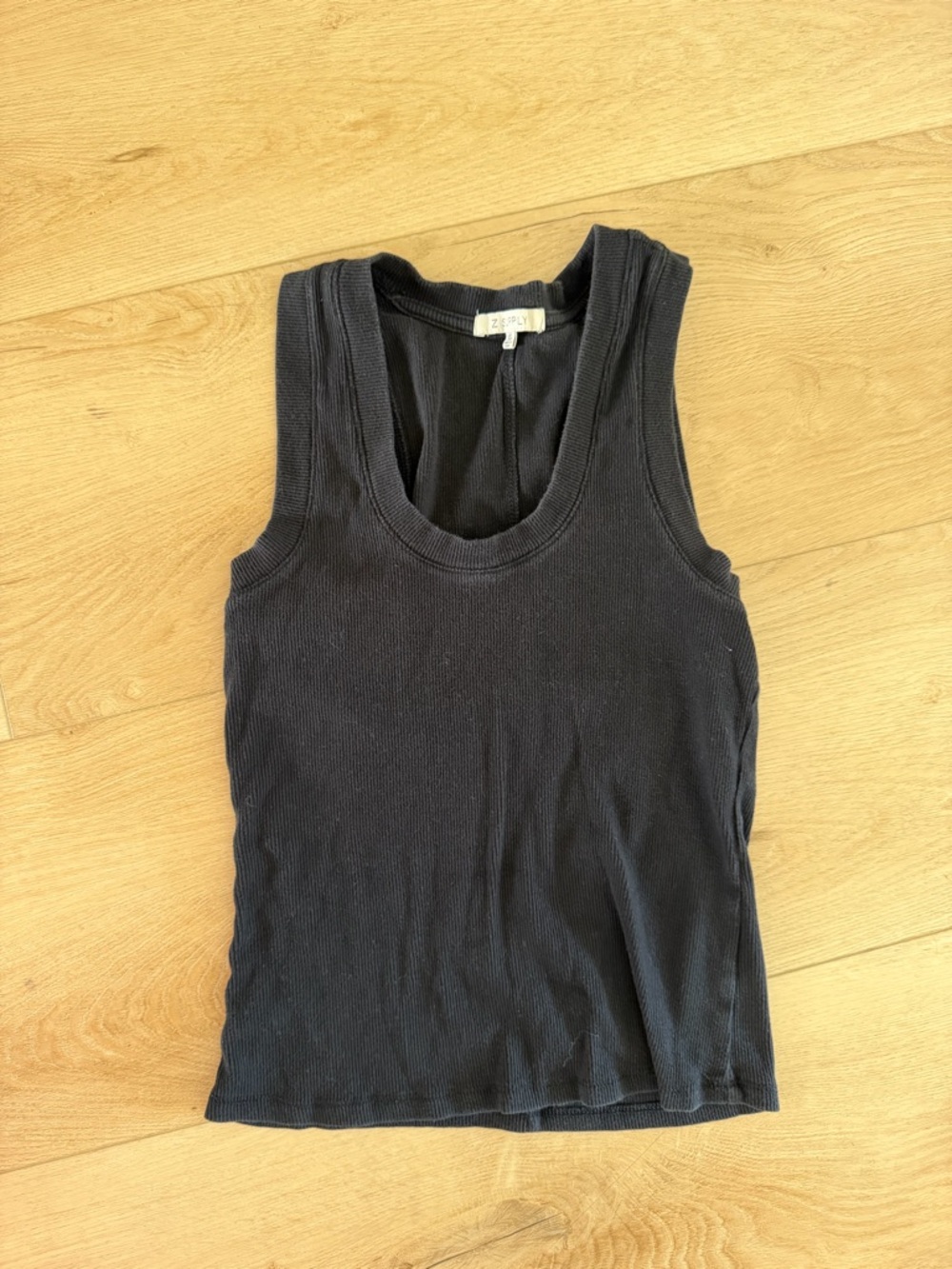 Z Supply Black Ribbed Scoop Neck Tank